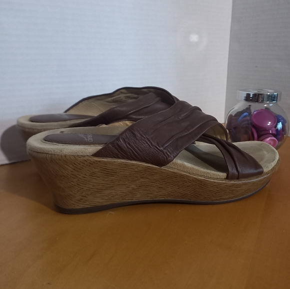 Dansko avalon crossstrap leather wedge sandals size 37 6.5/7 brown - Picture 10 of 11